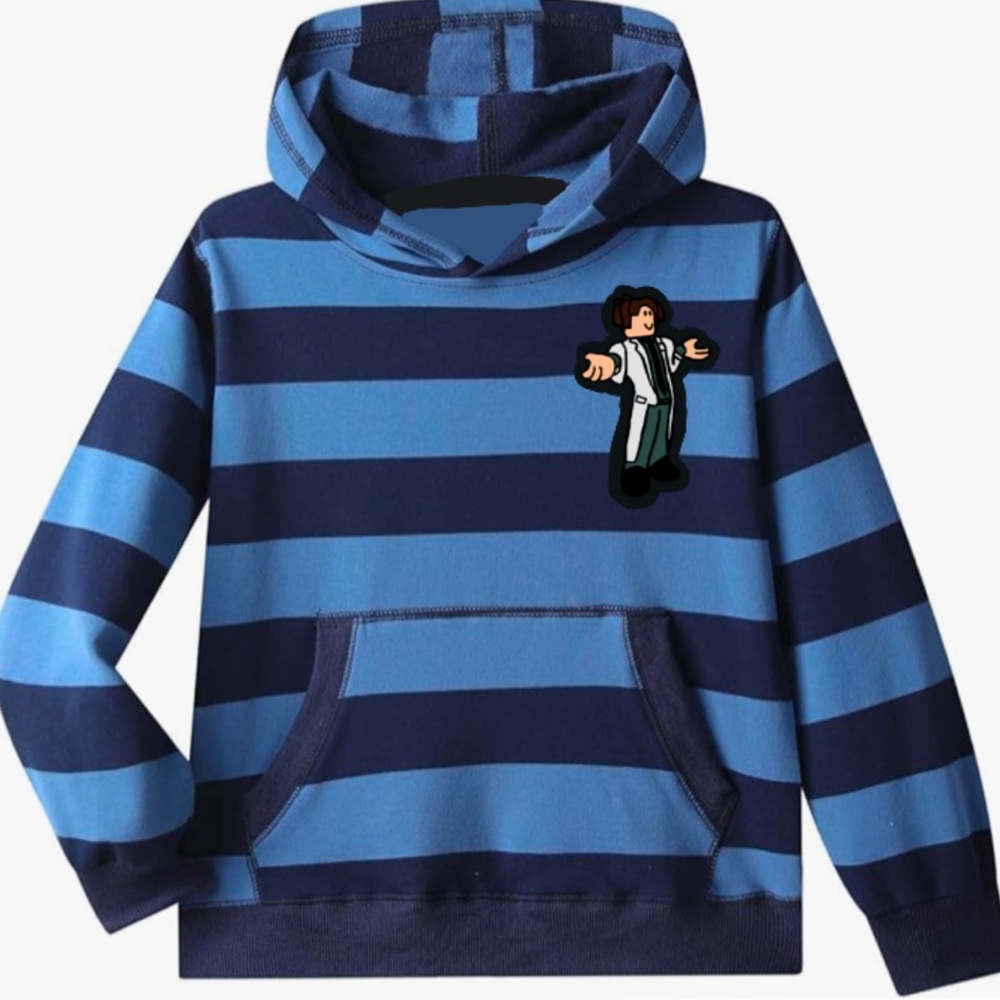 Roblox Kids Navy Blue Striped Hoodie Boys